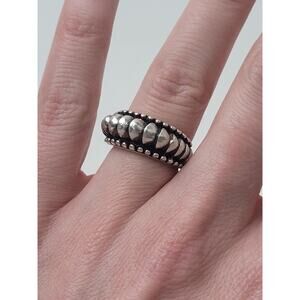 Sundance Heavy Serling Silver Ring Bold Modernist Dome Bead Design Sz 5 3/4